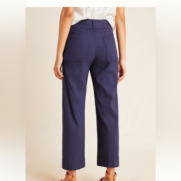 NWT Anthropologie Wide Leg Trousers Navy Size 32 - Picture 11 of 15